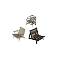 Stylish Leisure Chairs With Wooden Frames Woven Seats And Cushion Details