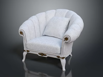 Elegant Classic Single Sofa With Soft Upholstered Cushion And Ornate Wooden Legs 3d model