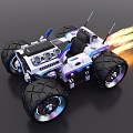 Renault 4WD technology car model QQ flying car toy Lego car model hand-made concept racing car sports car game racing off-road racing 4WD cartoon car 3d model