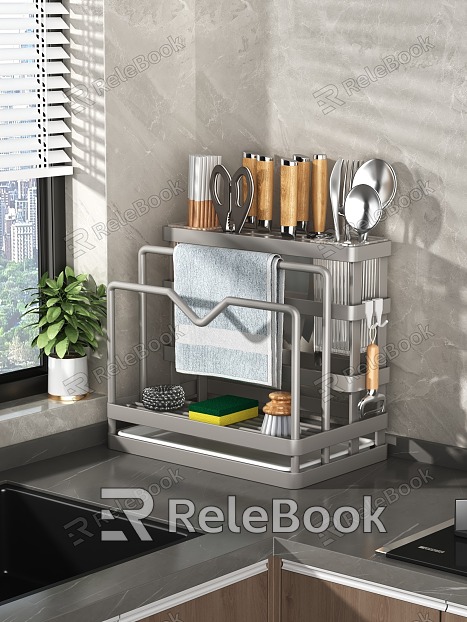 Knife Rack Drain Rack Wall-mounted Kitchen Supplies Storage Rack model