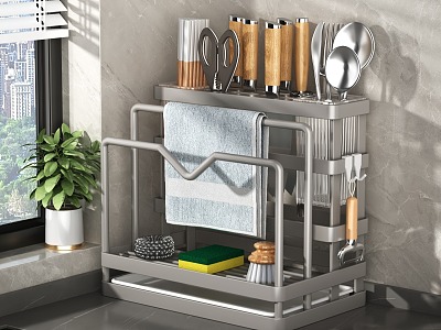 Knife Rack Drain Rack Wall-mounted Kitchen Supplies Storage Rack model