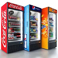 Commercial Beverage Refrigerator Freezer Stocked With Coca Cola Pepsi Fanta And Various Drinks