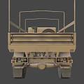 Khaki Military Truck With Open Cargo Bed And Rugged Six Wheel Design