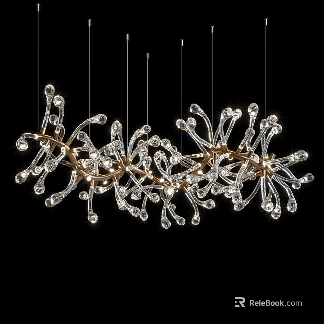 Modern Luxury Chandelier With Gold Metal Frame And Crystal Branch Pendants 3d model 