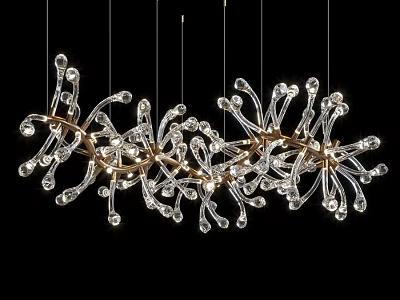 Modern Luxury Chandelier With Gold Metal Frame And Crystal Branch Pendants 3d model