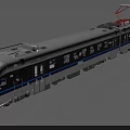 Silver White High Speed Electric Train With Blue Stripes And Red Pantograph 3d model
