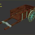 Vintage Wooden Cart Design With Open Bed And Metal Spoked Wheels