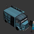 Blue Fish and Chips Food Truck With Menu Boards and Open Service Window