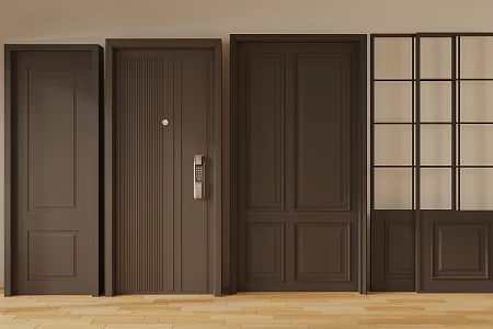 Middle-ancient style sliding door glass door silent style wooden door rattan door kitchen door patio door folding door glass door Chinese-style grille door 3d model