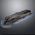 Wood and Stone Decorative Sculpture With Blue Base And Natural Textured Design