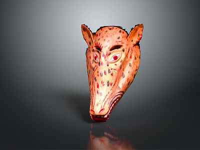 Game And Movie Character Mask Animal Head Design Orange With Black Spots And Prominent Eyes 3d model