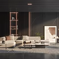 Modern Living Room Interior Design With Light Sofa Coffee Table Rug And Artwork