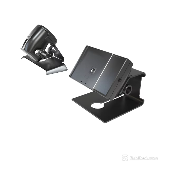 Black Adjustable Desktop Monitor Stands With Stable Base And Mounting Design 3d model 