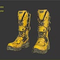 Durable Yellow Outdoor Boots With Black Straps And Functional Design