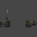 Futuristic Tactical Firearms with Black Finish Red Accents and Gray Stripes Design