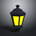Black Decorative Lantern With Ornamental Top And Warm Yellow Light For Home Decoration