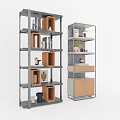 Modern Multi Tiered Bookcase With Open Design Metal Frame And Storage Compartments