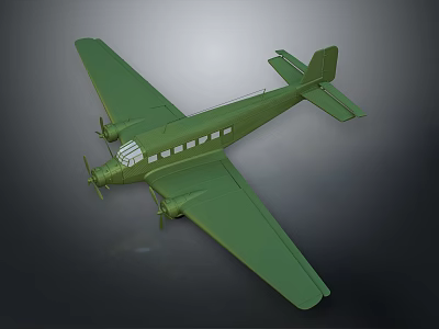 Green Twin Propeller Aircraft Model For Space And Aerospace Exploration 3d model
