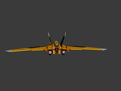 Advanced Fighter Jet Weapon With Yellow Exterior Twin Engines And Aerodynamic Wings 3d model