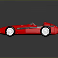 Red Vintage Racing Car with Open Cockpit Yellow Front and Sleek Design Large Wheels