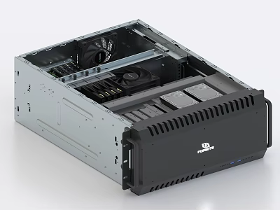 Prolimatech Industrial Computer Case With Open Frame Internal Fan And Drive Bays 3d model