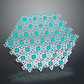 Snowflake Like Decorative Ornament With Blue Gemstones And White Geometric Frame