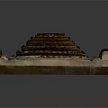 Ancient Stone Architectural Fragment With Arched Design And Decorative Carved Columns