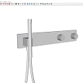 Modern Chrome Shower Faucet Set With Handheld Sprayer And Wall Mounted Control Knobs 3d model