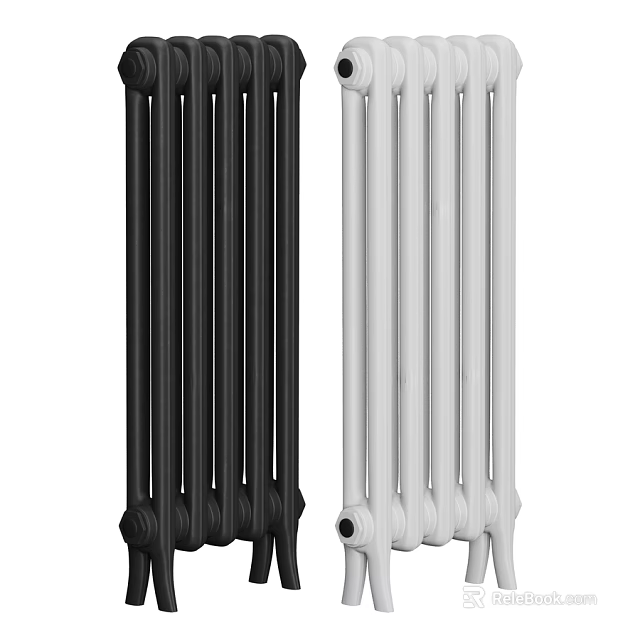 Black and White Classic Column Radiators for Home Heating Use 3d model 