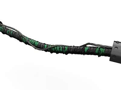 Durable Industrial Braided Hose With Black And Green Wrapping And Metal Connector 3d model
