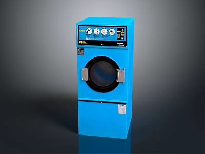Modern Blue Front Loading Washing Machine With Control Panel For Daily Use 3d model