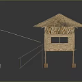 Stilted Rustic Wooden House With Thatch Roof Stairs And Platform Design
