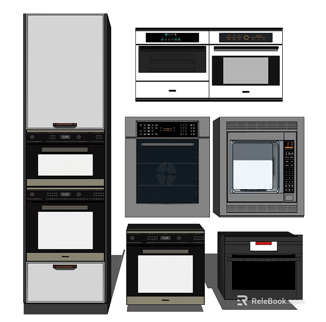 Various Types Of Kitchen Appliances Including Ovens Microwaves And Built In Units 3d model 