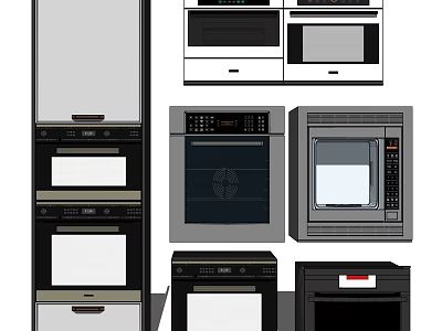 Various Types Of Kitchen Appliances Including Ovens Microwaves And Built In Units 3d model