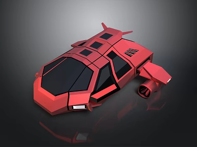 Red Low Poly Concept Car Featuring Stylish 3D Design And Aerodynamic Structure 3d model