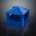 Blue Square Tent With Open Sides And Logo For Outdoor Events
