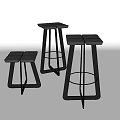 Modern Black Bar Stools With Geometric Shapes Square Seats And Metal Frames