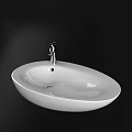 Modern White Ceramic Oval Countertop Washbasin With Chrome Faucet Bathroom Design
