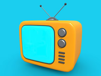 Vintage Television Design With Orange Body Blue Screen Antenna And Knobs 3d model