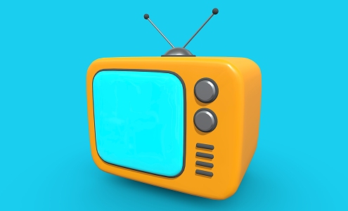 Cartoon television black and white television 3d model