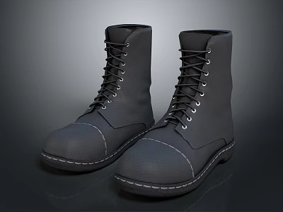 Black High Top Lace Up Boots For Daily Wear And Comfortable Use 3d model