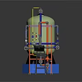 Industrial Equipment System With Large Tank Colored Pipes Control Panel And Valves