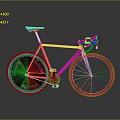 Modern Fixed Gear Bike With Purple Frame Red Rims And Curved Handlebars