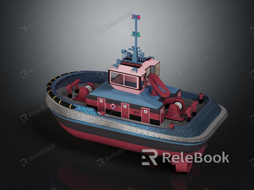 Modern Speedboat Tug Boat Small Boat Fishing Boat model