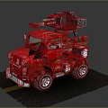 Red Classic Toy Truck With Number 88 JOL Logo And Tool Attachment On Display Base