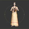 Yellow Long Dress With Red Stripes Ornate Headpiece And Sandals For Traditional Attire