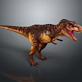 Ferocious Tyrannosaurus Rex Dinosaur With Open Mouth And Striped Body