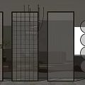 Modern partition glass screen 3d model