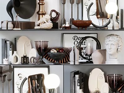 Elegant Modern Decorative Ornament Combination With Sculpture Lamp Photo Frame And Vase 3d model