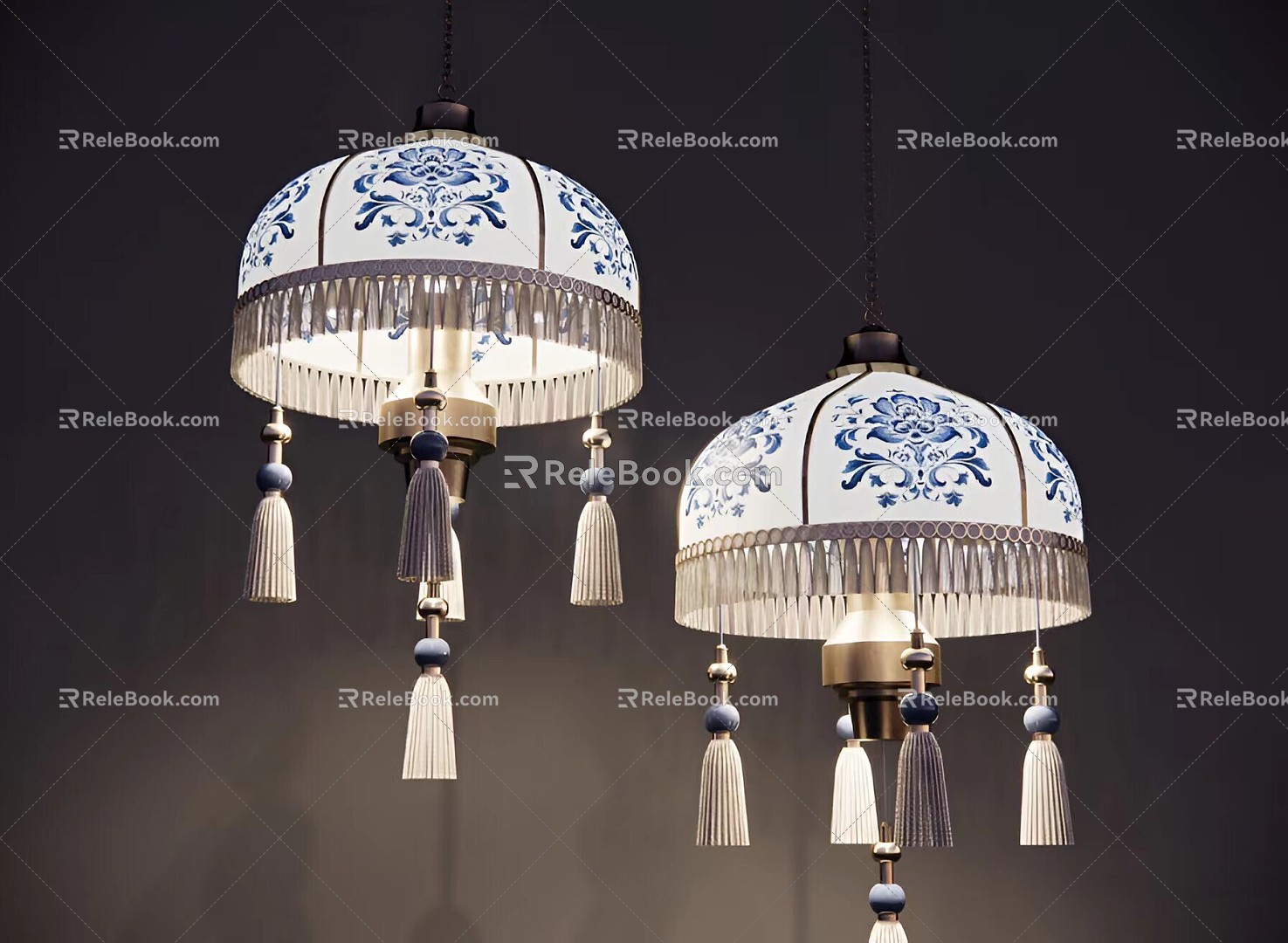 Chinese Chandelier Homestay Chandelier National Style Chandelier National Tide Chandelier Blue and White Porcelain Chandelier 3d model